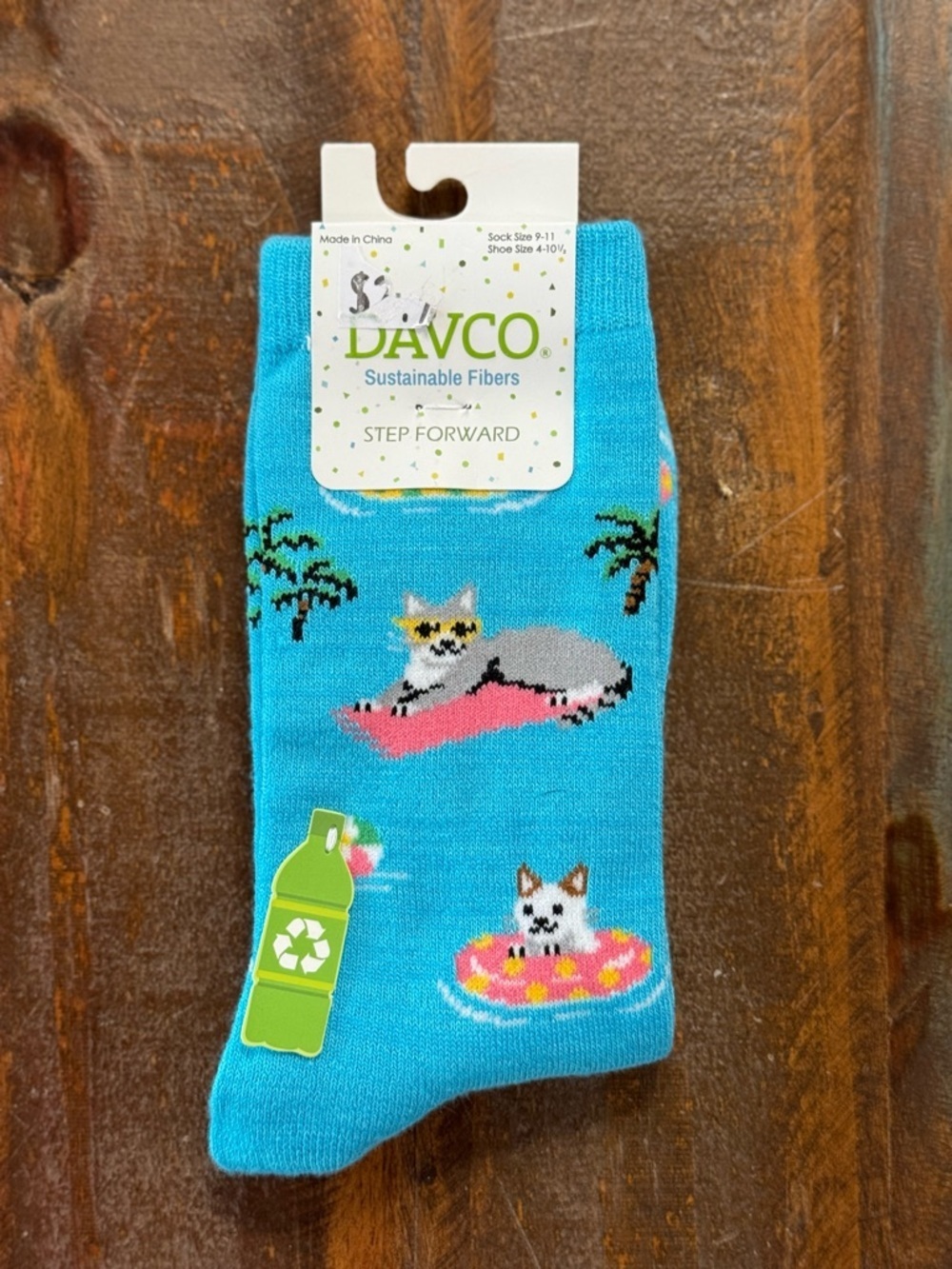 Davco Women's Blue Novelty Dog Pool Socks